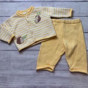 Yellow Hedgehog Sweater Pants Set Size 6 Months